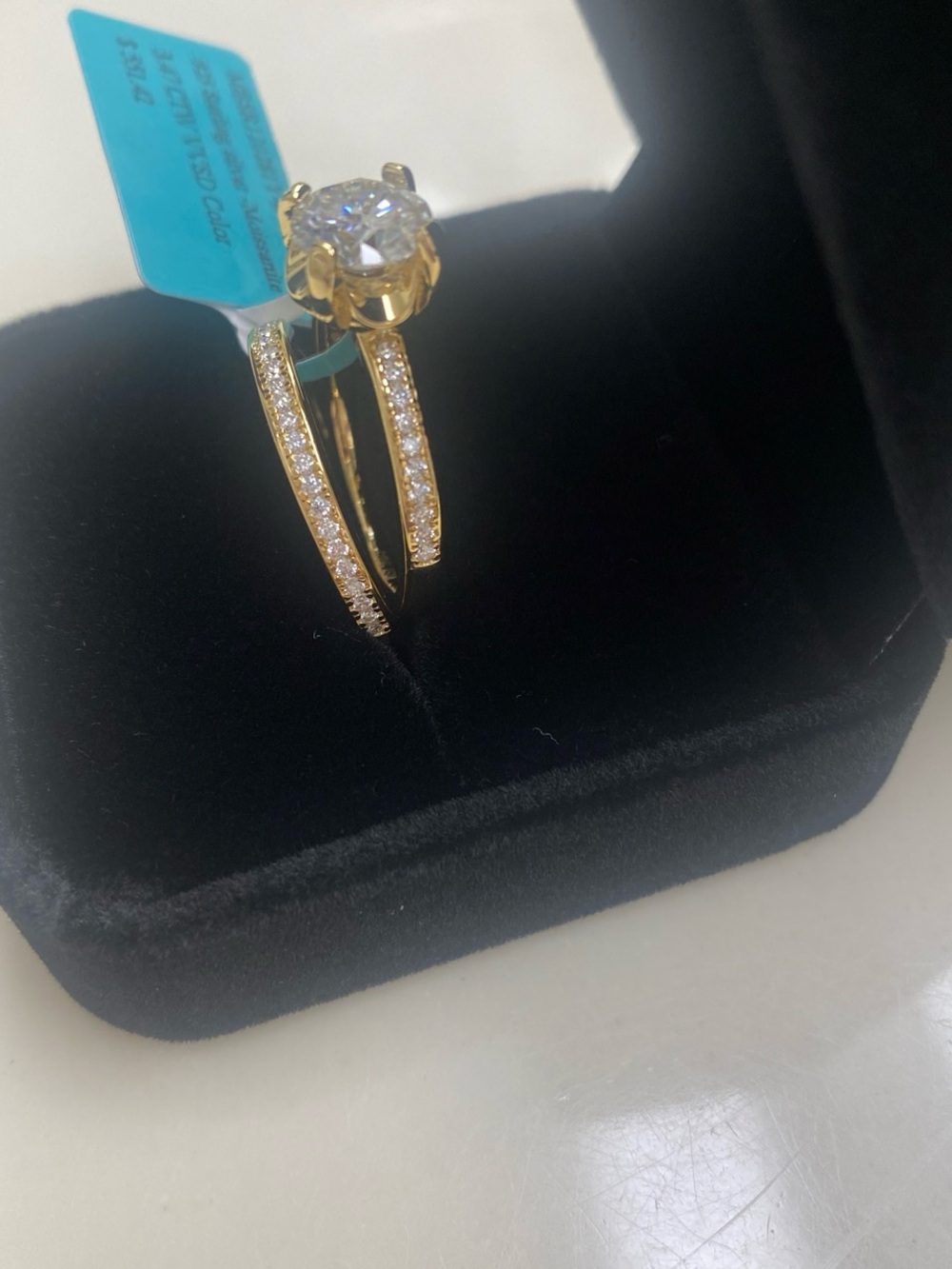 Moissanite Engagement Ring Set Size 8 - Picture 2 of 5